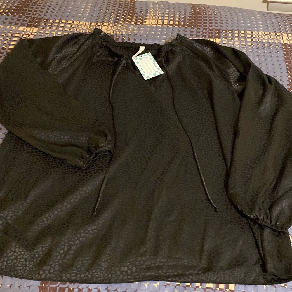 Paisley Grace Boutique Hesed black leopard print silky blouse